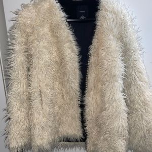 Forever 21 Jacket White Faux Fur